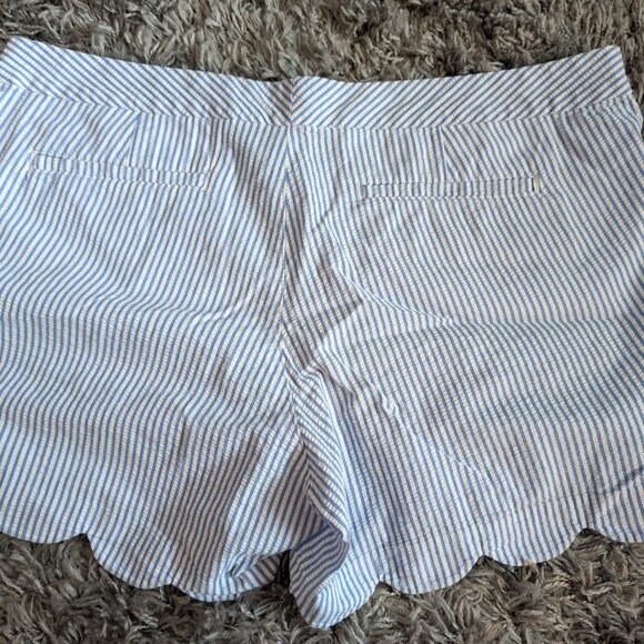 Lilly Pulitzer Blue White Striped Buttercup Shorts Scallop Edges - Picture 2 of 7